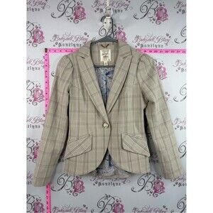 Outre Filles blazer button up pearl Beige Plaid Single-Button Tailored Blazer